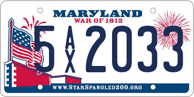 MD license plate 5AX2033