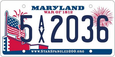 MD license plate 5AX2036