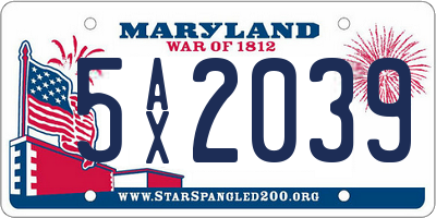 MD license plate 5AX2039
