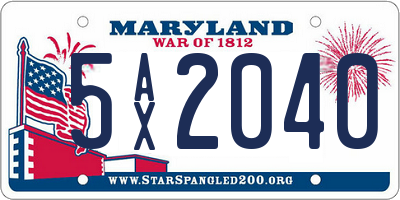 MD license plate 5AX2040