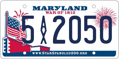 MD license plate 5AX2050