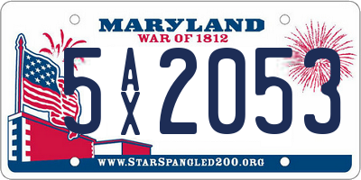 MD license plate 5AX2053