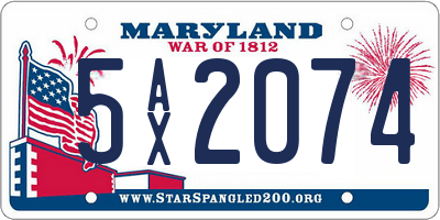 MD license plate 5AX2074