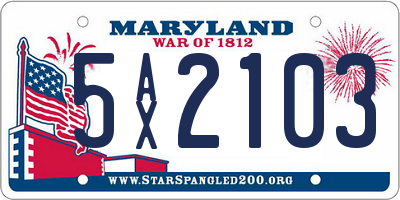 MD license plate 5AX2103