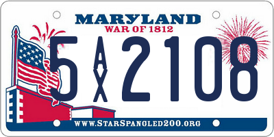 MD license plate 5AX2108