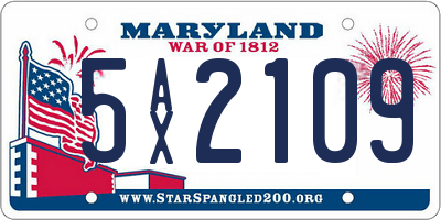 MD license plate 5AX2109
