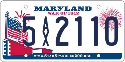 MD license plate 5AX2110