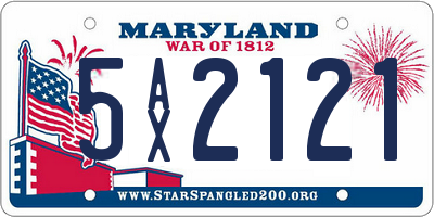 MD license plate 5AX2121
