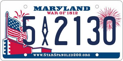 MD license plate 5AX2130