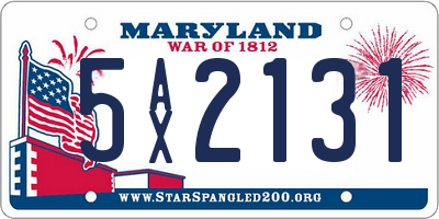 MD license plate 5AX2131