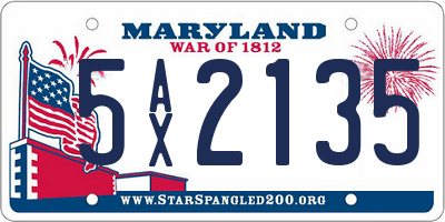 MD license plate 5AX2135
