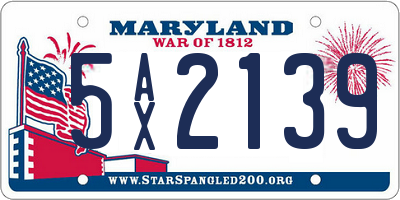 MD license plate 5AX2139