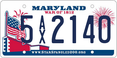 MD license plate 5AX2140