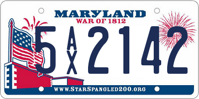 MD license plate 5AX2142