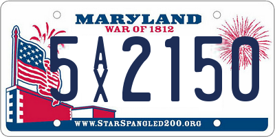 MD license plate 5AX2150