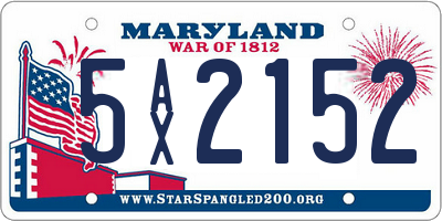MD license plate 5AX2152
