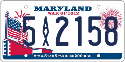 MD license plate 5AX2158