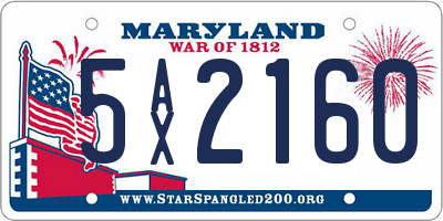 MD license plate 5AX2160