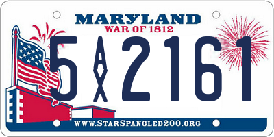 MD license plate 5AX2161