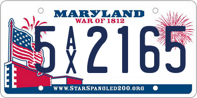 MD license plate 5AX2165