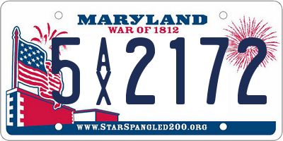 MD license plate 5AX2172