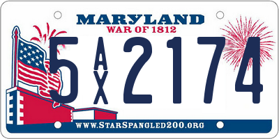 MD license plate 5AX2174