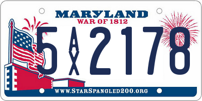 MD license plate 5AX2178