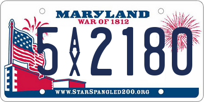 MD license plate 5AX2180