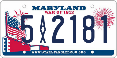 MD license plate 5AX2181