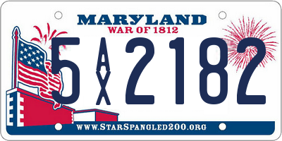 MD license plate 5AX2182