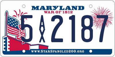 MD license plate 5AX2187