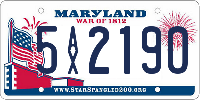 MD license plate 5AX2190