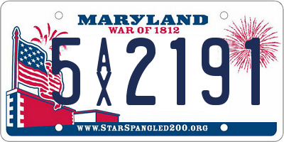 MD license plate 5AX2191