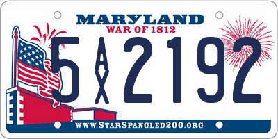 MD license plate 5AX2192
