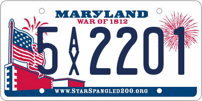 MD license plate 5AX2201