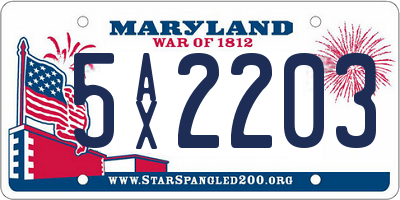 MD license plate 5AX2203