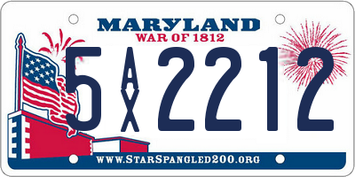MD license plate 5AX2212