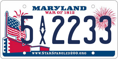 MD license plate 5AX2233