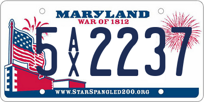 MD license plate 5AX2237