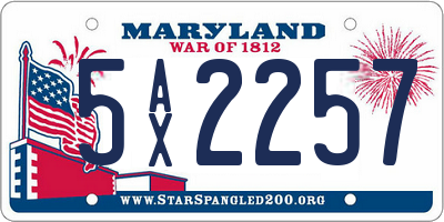 MD license plate 5AX2257