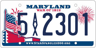 MD license plate 5AX2301