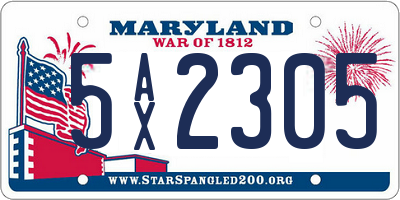 MD license plate 5AX2305