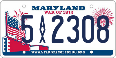 MD license plate 5AX2308