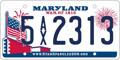 MD license plate 5AX2313