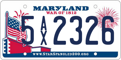 MD license plate 5AX2326