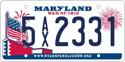 MD license plate 5AX2331