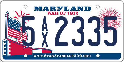 MD license plate 5AX2335