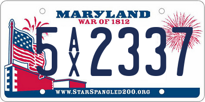 MD license plate 5AX2337