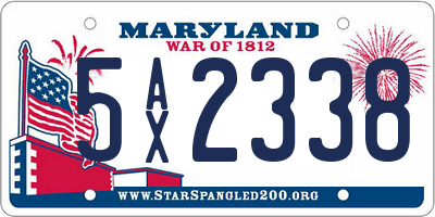 MD license plate 5AX2338