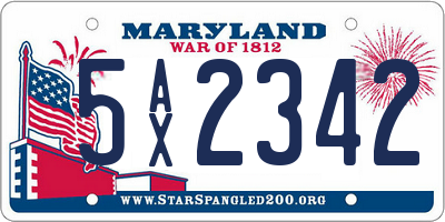 MD license plate 5AX2342
